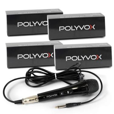 Imagem de 4 Microfones Dinâmicos Profissionais Preto Com Fio Polyvox