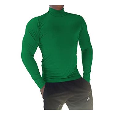 Imagem de Camiseta Masculina Gola Alta Manga Longa Sjons cor:Verde;tamanho:p