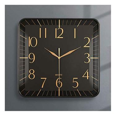 Imagem de Relógio de parede moderno minimalista relógio de parede sala de estar relógio nórdico parede quarto escritório quadrado grande relógio de parede digital relógio de quartzo silencioso 13 polegadas preto relógio de parede digital (cor: cinza) decoração