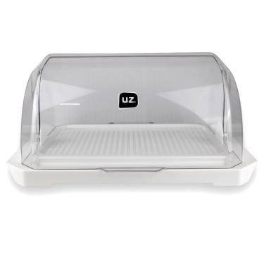 Imagem de Porta Pão Acrílico Suporte Guarda Armazena Pães Com Tampa Retrátil Transparente UZ Utilidades Cesto Pao Padaria Multiuso	