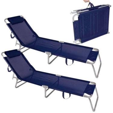 Imagem de Cadeira Espreguiçadeira de Alumínio Dobrável 4 Posições Kit com 2 Unidades MOR