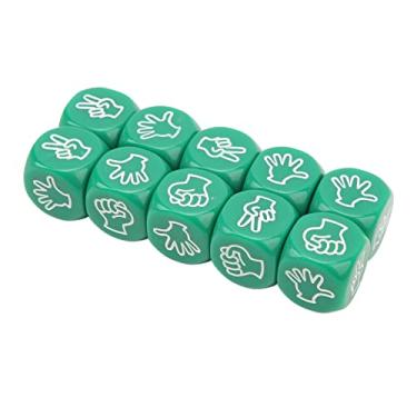 Imagem de Conjunto de Dados, Plástico, 6 Lados, à Prova d'água, Figura, Jogo de Adivinhação, Dados, Cores Vivas, 10 Peças para Família (Verde)