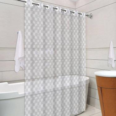 Imagem de Cortina de Box 3D Com Ilhós - Diversos Modelos Azul Tiffany  Translúcida