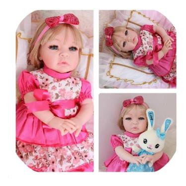 Boneca Bebe Barata Reborn Morena Baby Dolls Super Linda Rosa - Chic Outlet  - Economize com estilo!