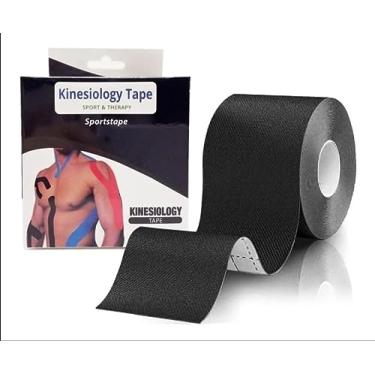 Imagem de Bandagem Elástica Funcional Fita Kinesio Tape - resistente à água, fita cinesiologia para alívio dor muscular (Preto)