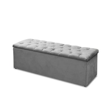 Imagem de Báu Calçadeira Sofia 140cm Suede Cinza - Vallisa Decor
