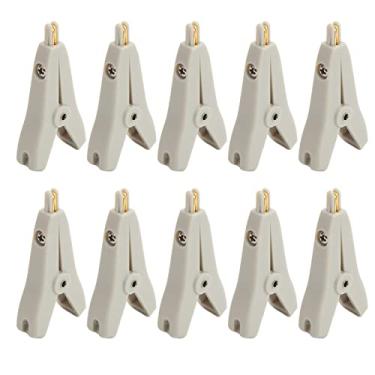 Imagem de Clipe de teste eletrônico de 2, 10 peças de clipes de bateria de carro, clipe de crocodilo de latão positivo teste negativo latão banhado a ouro (cinza)