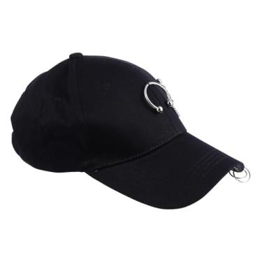 Imagem de PACKOVE Boné de beisebol gorro infantil para chapéu anel de metal chapéu de pai preto chapéus boné casual boné de verão ar livre boné de baseball visor solar argola de metal