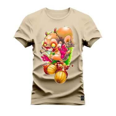Imagem de Camiseta Plus Size Unissex Premium T-shirt Coelho Pata Rosa Bege G4