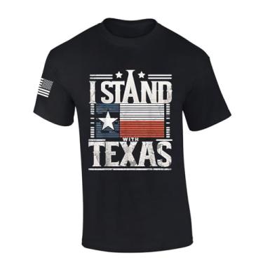 Imagem de Camiseta masculina Texas I Stand with Texas Lone Star Camiseta de manga curta, Preto, G