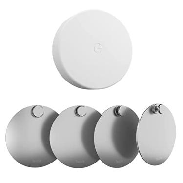 Imagem de Teccle Suporte de parede para sensor de temperatura de ninho, pacote com 4 - sem necessidade de furo - placa de suporte de aço inoxidável para sensor de termostato Google Nest - Montagem em qualquer superfície lisa e seca