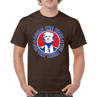 Imagem de Camiseta masculina Donald Trump 2024 Build The Wall Deport Them All MAGA America First FJB Republican President 47, Marrom, 3G