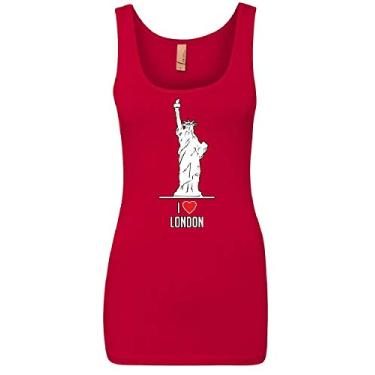 Imagem de Camiseta regata feminina I Love London Funny New York Statue of Liberty Tourist Top, Vermelho, P