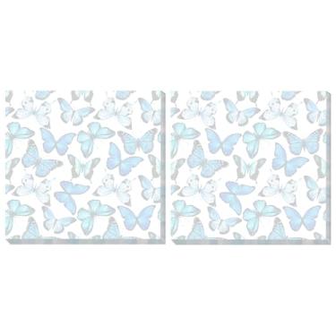 Imagem de ALIVIM Pacote com 2 notas adesivas 7,5 x 7,6 cm, forte poder de colagem brilhante, fácil de colocar para casa, escritório, 80 folhas/blocos, borboleta azul