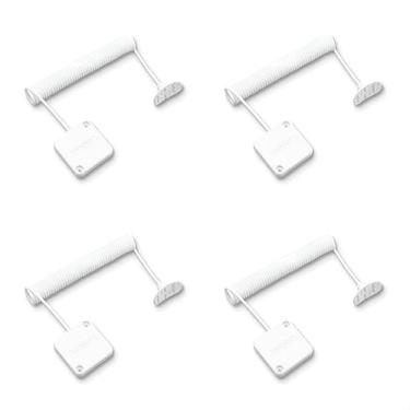 Imagem de LORADAR Trava de cabo retrátil de 2,1 m com adesivo de dupla face para controle de jogos, tablets, telefones celulares, outros equipamentos de showroom e controle, TV, cabo de controle remoto de DVD... (branco pacote com 4)