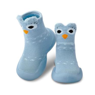 Imagem de Dookeh Sapatos de bebê meninos meninas sapatos de primeira caminhada antiderrapante sola macia tênis infantil infantil babygirl meia sapatos, 1 - coruja azul, 18-24 Meses