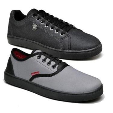 Imagem de Kit 2 Sapatênis Casual Masculino Cinza Café Azul-Masculino