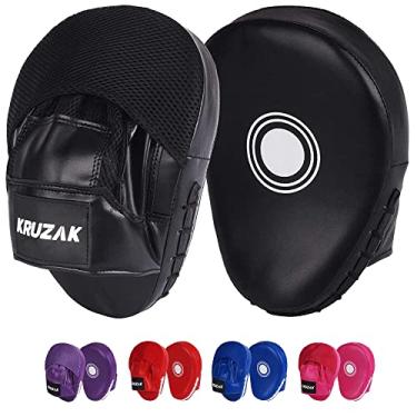 Imagem de Luvas de perfuração simples Kruzak para treinamento de Muay Thai MMA, almofadas de foco para artes marciais de boxe e alvo de perfuração (preta)
