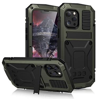 Imagem de MIYIYQP Capa para iPhone 14 Pro Max 5G, vidro Gorila de alumínio à prova de choque militar resistente capa protetora resistente para iPhone 14 Pro Max (verde)