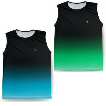 Imagem de Regata Masculina Cavada Térmica Proteção UV Caminhada Kit 2-Masculino
