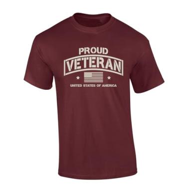 Imagem de Trenz Shirt Company Camiseta masculina de manga curta Proud Veteran United States of America, Marrom, 3G
