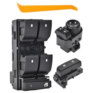 Imagem de Interruptor de controle de janela elétrica, interruptor de bloqueio da porta do lado do motorista frontal e interruptor de espelho compatível com Chevy Silverado/GMC Sierra 1500 2500HD 3500HD