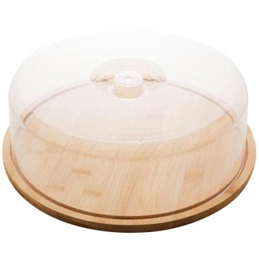 Imagem de Boleira de Bambu com Cúpula de Plástico 28x9,5cm Lyor Porta