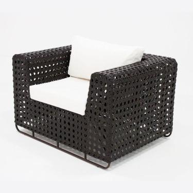 Imagem de Poltrona De Sala E Varanda Em Alumínio E Fibra Modelo Fúcsia Preto com Branco