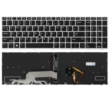 Imagem de YEAHUYING Teclado retroiluminado de substituição com ponteiro para laptop HP ZBOOK 15 G5 15 G6 17 G5 17 G6 Series L29635-001 L12765-001 L28407-001 US layout preto teclado com retroiluminação e