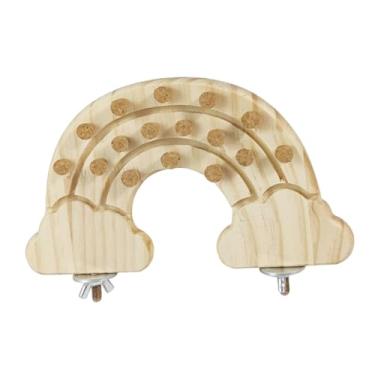 Imagem de IEUDNS Suporte de madeira para poleiro de pássaros, brinquedo para mastigar, academia, exercício para tentilhões, calopsitas, araras, 18.5 cm x 10.5 cm x