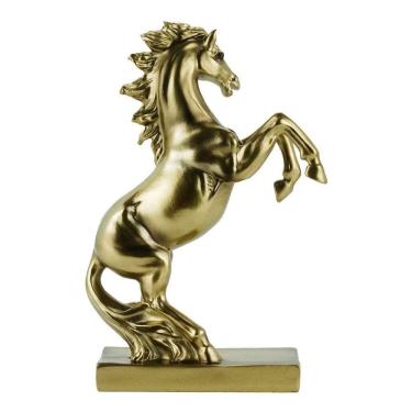 Imagem de Enfeite Decoração Rack Sala Cavalo Dourado Pequeno - 12cm