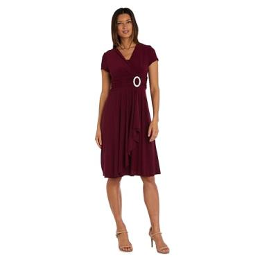 Imagem de R&M Richards Vestido feminino plus size para sair à noite, Merlot, 50