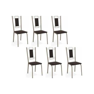 Imagem de Cadeiras de Cozinha Florença C005 Kit 6 Un Niquel/Preto 110 - Kappesberg