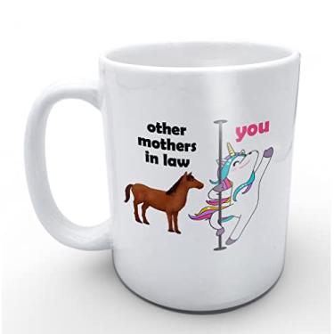 Imagem de Canecas de café engraçadas You and Other Mothers in Law Caneca de unicórnio fofa para sua sogra Caneca de aniversário Escolha de presentes Xícara de chá 325 ml branca