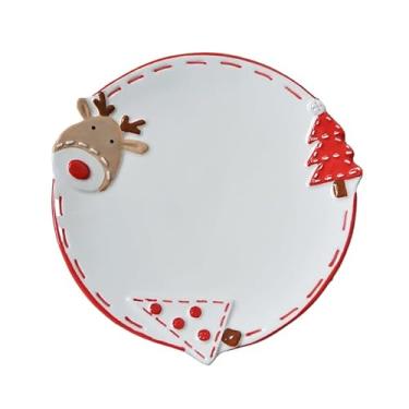 Imagem de Pratos de aperitivo de cerâmica de Natal para tapas, salada, aperitivo, lavável na lava-louças, seguro para micro-ondas, seguro para freezer (disco 15,7 x 15,5 x 1,9 cm)