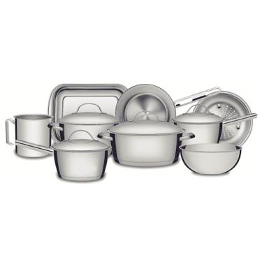 Imagem de Jogo De Panelas Allegra Aço Inox Com Fundo Triplo 9 Peças Tramontina