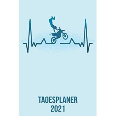 Imagem de Tagesplaner 2021: DIN A5 Kalender von 01/2021-12/2021 1 Tag = 1 Seite mit großem Tageskalender und großartiger Übersicht. Monatsübersicht, ... / Motorrad Motokross heartbeat herzschlag