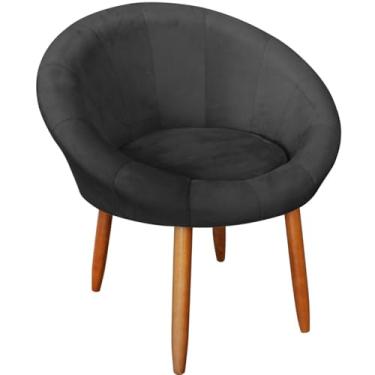 Imagem de Cadeira Poltrona para Clínica Decorativa resistente confortável tecido reforçado veludo confortável pés de madeira MOBLAN decor (PRETO)
