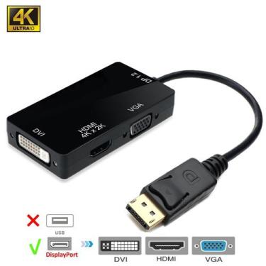 Imagem de Adaptador DisplayPort para hdmi 4K vga dvi 3840x2160 30Hz - HDMatters