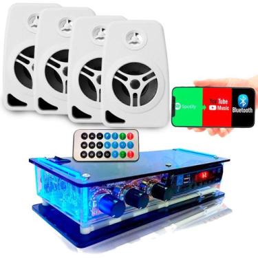 Imagem de Kit Som Ambiente Módulo Amplificador + 4 Caixa Acústica Pc - TSSHOP