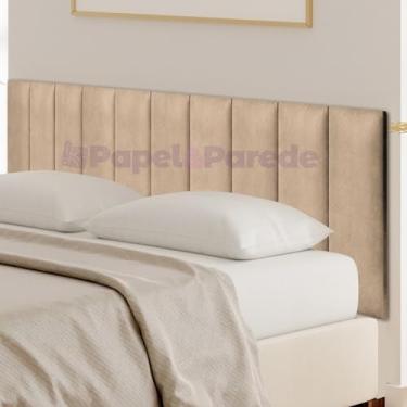 Imagem de Cabeceira Estofado Painel 10 Módulos 60x20cm Bege Suede Cama Queen King Casal