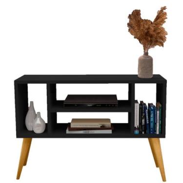 Imagem de Rack Miami 4 Nichos Aparador Buffet Organizador Preto - J & A