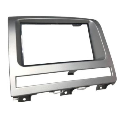 Imagem de Moldura Central Painel Multimidia Dvd 2 Din Mp5 Prata Abs Embutir Fixa