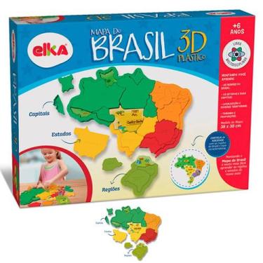 Imagem de Mapa Do Brasil 3d Encaixe Colorido Aprenda E Brinque Elka Brinquedo Me