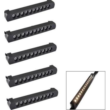 Imagem de Kit 5 Luminária Led Pontual Linear 20w 3000k Para Trilho Preto Bivolt 