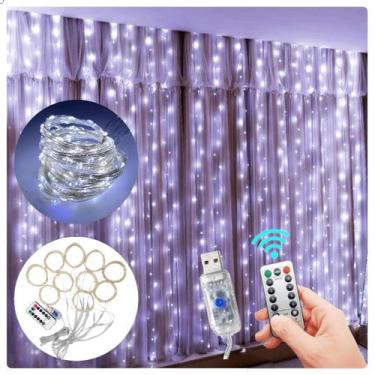 Imagem de Cortina Fio Fada Pisca Enfeite Decoração USB 3x3m C/300 Led - TOP NATA