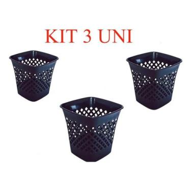 Imagem de kit 3 Cesto De Lixo Plástico Escritório Cozinha Banheiro - Sangrila