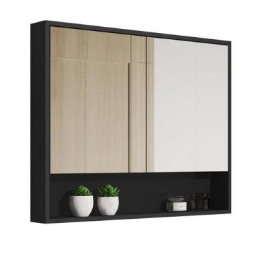 Imagem de Armário Banheiro Superior Aéreo Eros 2 Portas Preto - Emes Moveis