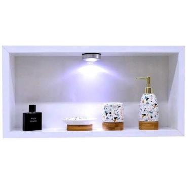 Imagem de Nicho de Porcelanato Banheiro Borda Alumínio LED Resistente - Belo Nic
