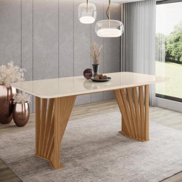 Imagem de Mesa de Jantar com Tampo Mdf e Vidro com Canto Arredondado 180 Cm Adri